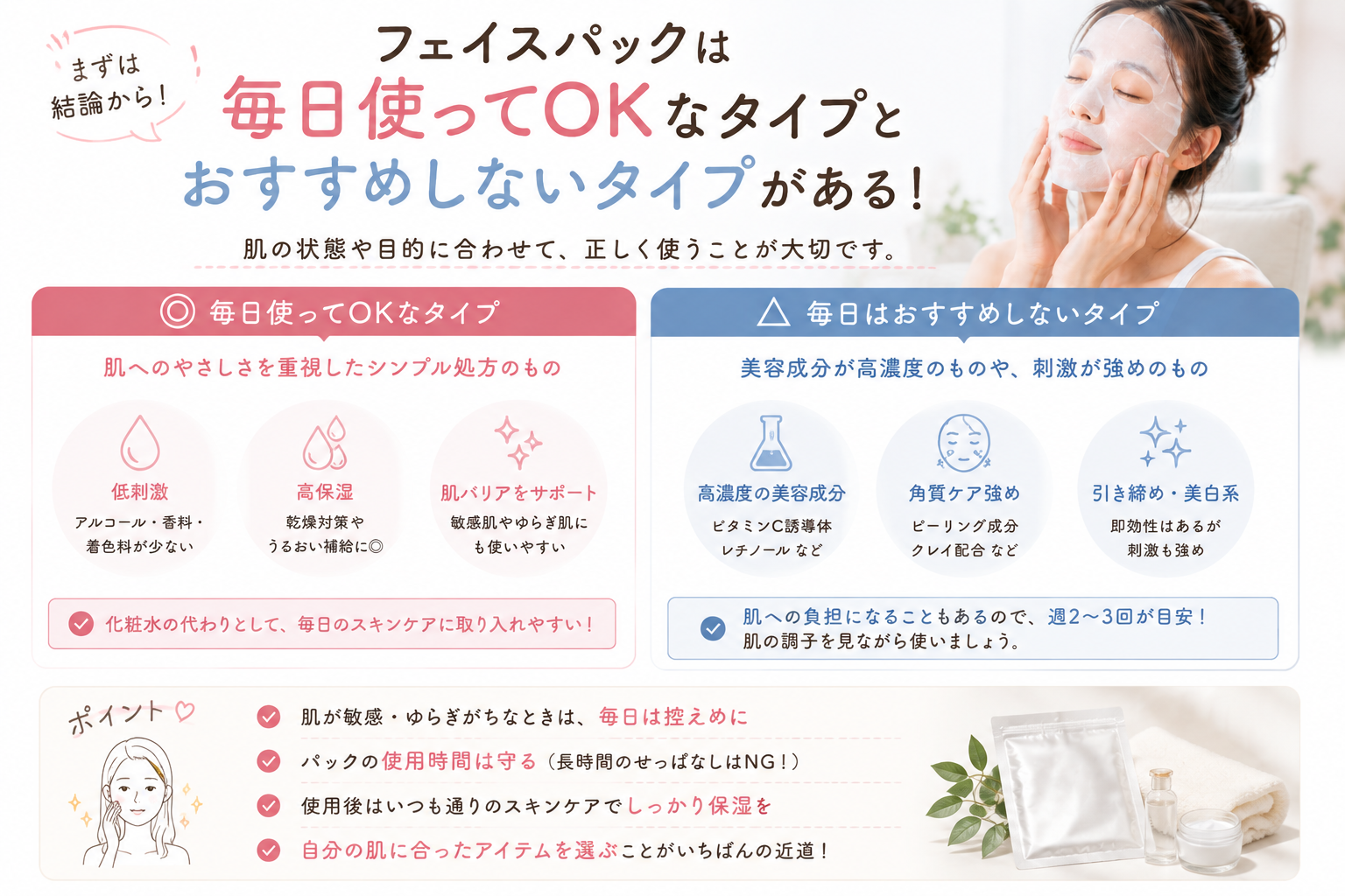 フェイスパックって毎日使っていいの?選び方を解説