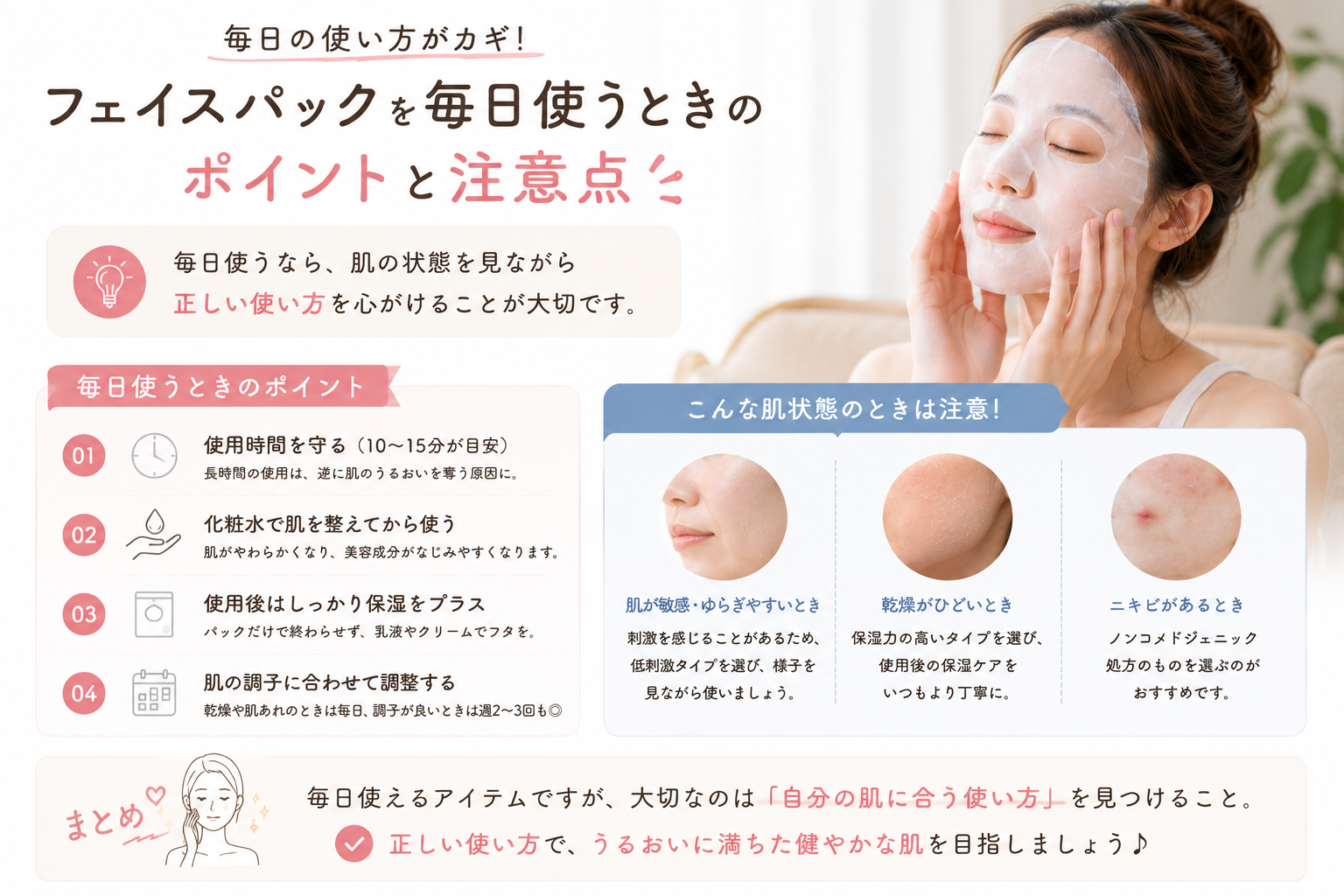 フェイスパックって毎日使っていいの?選び方を解説