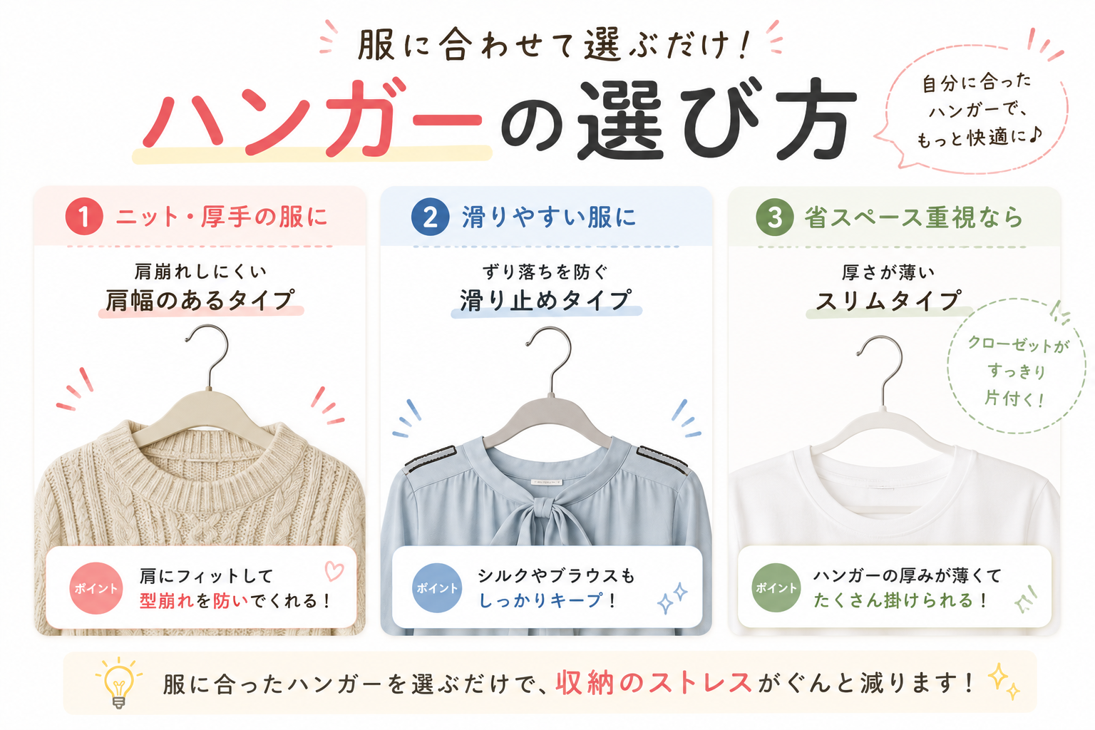 衣類に合わせたハンガーの選び方