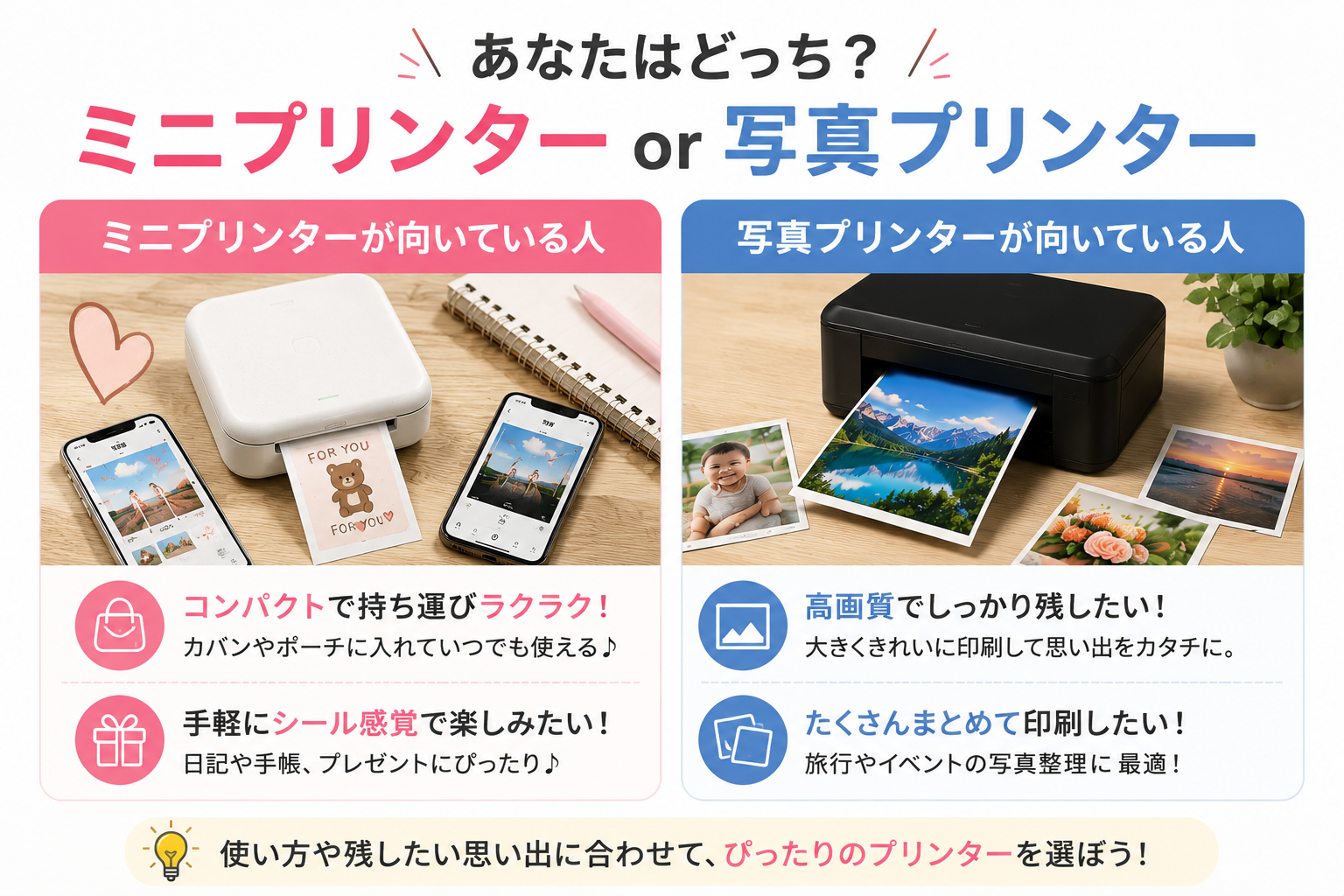 Mini printer and photo printer comparison