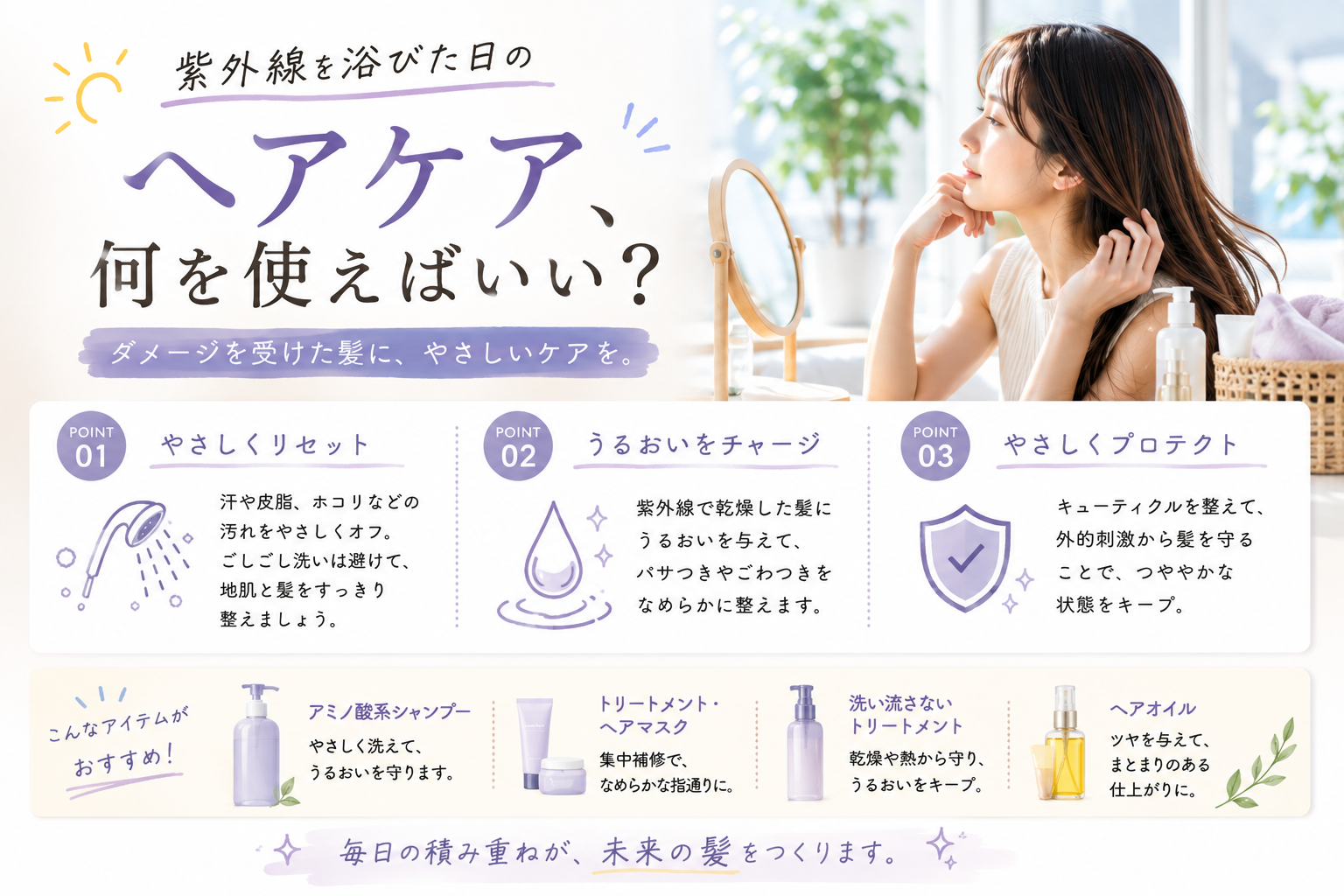 Hair care products after UV exposure